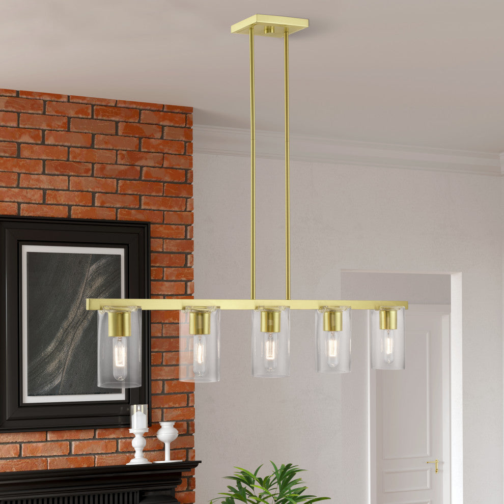 Clarion 5 Light Satin Brass Linear Chandelier