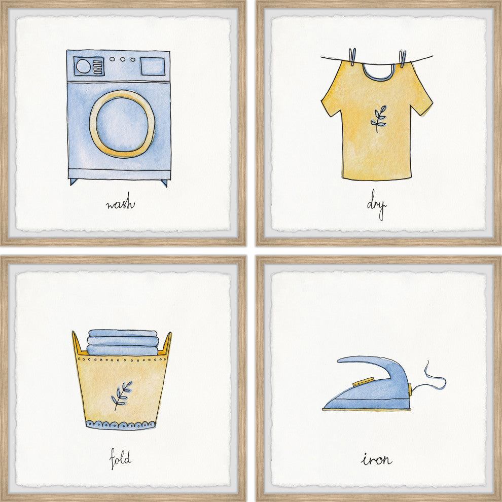 Laundry Services Quadriptych, 4-Piece Set, 32x32 Panels