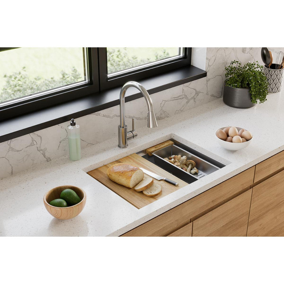 LKC0717SS Elkay Crosstown Stainless Steel 16-7/8" Colander with Wood Handles