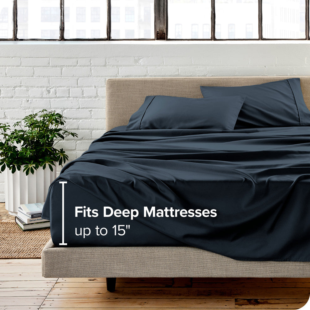 1800 Microfiber Sheet Set, Midnight Blue, Twin