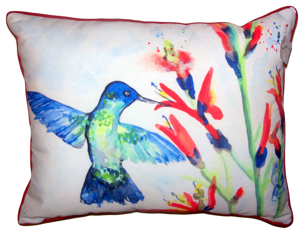 Hummingbird & Fire Plant Small Outdoor/Indoor Pillow 11x14 - Set of Two