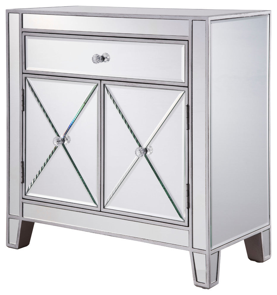 1 Drawer 2 Doors Cabinet 28" X 13-1/4" X 28-1/4" In Silver Paint