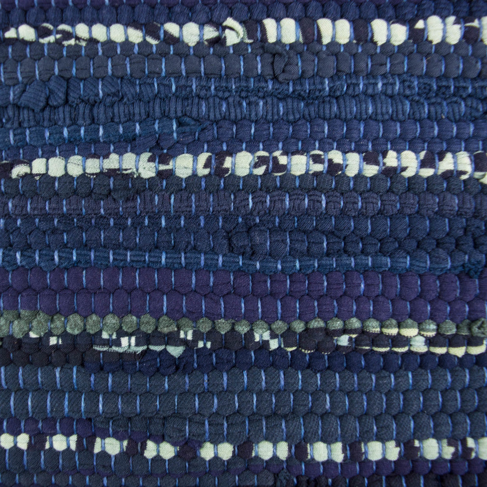 Multi Nautical Blue Chindi Rag Table Runner 14X72