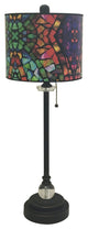 28" Crystal Lamp With Mosaic Stained Glass Shade, Oil Rubbed Bronze, Single
