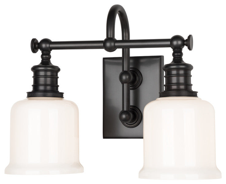 Keswick 2-Light Bath and Vanity With Opal Glossy Glass Shade, Old Bronze