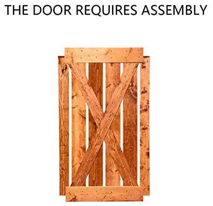 Stained Solid Pine Wood Sliding Barn Door, Red Walnut, 38"x84", X Series