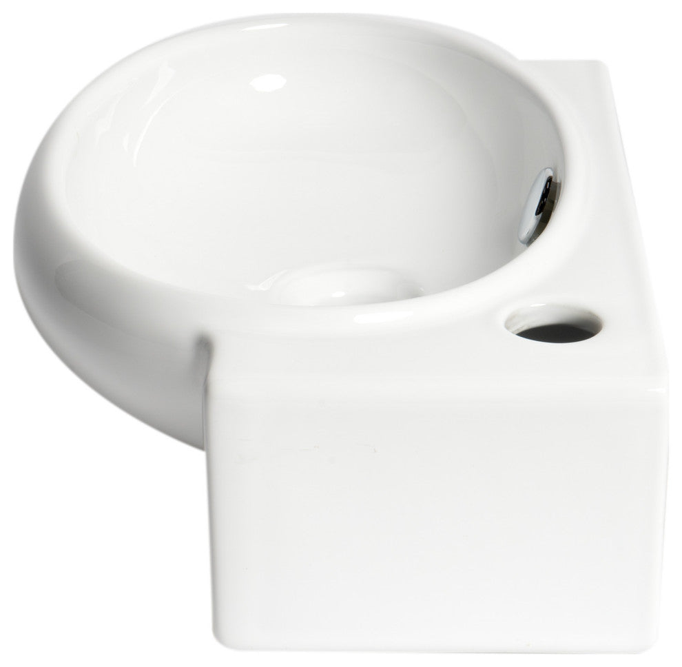 ALFI brand ABC117 White 17" Small Wall Mounted Ceramic Sink with Faucet Hole