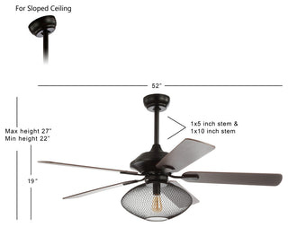Clift 52" 1-Light Ceiling Fan With Remote, Black