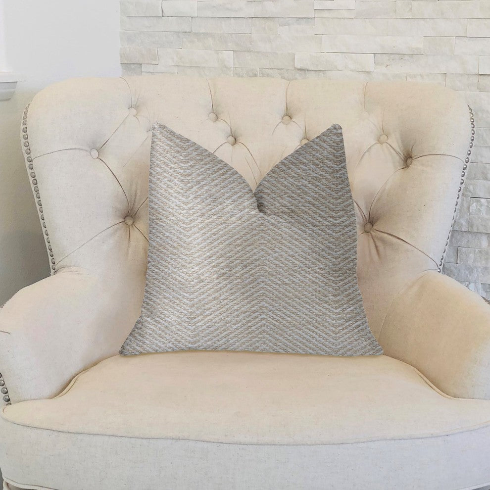 Plainville Beige Luxury Throw Pillow, 18"x18"