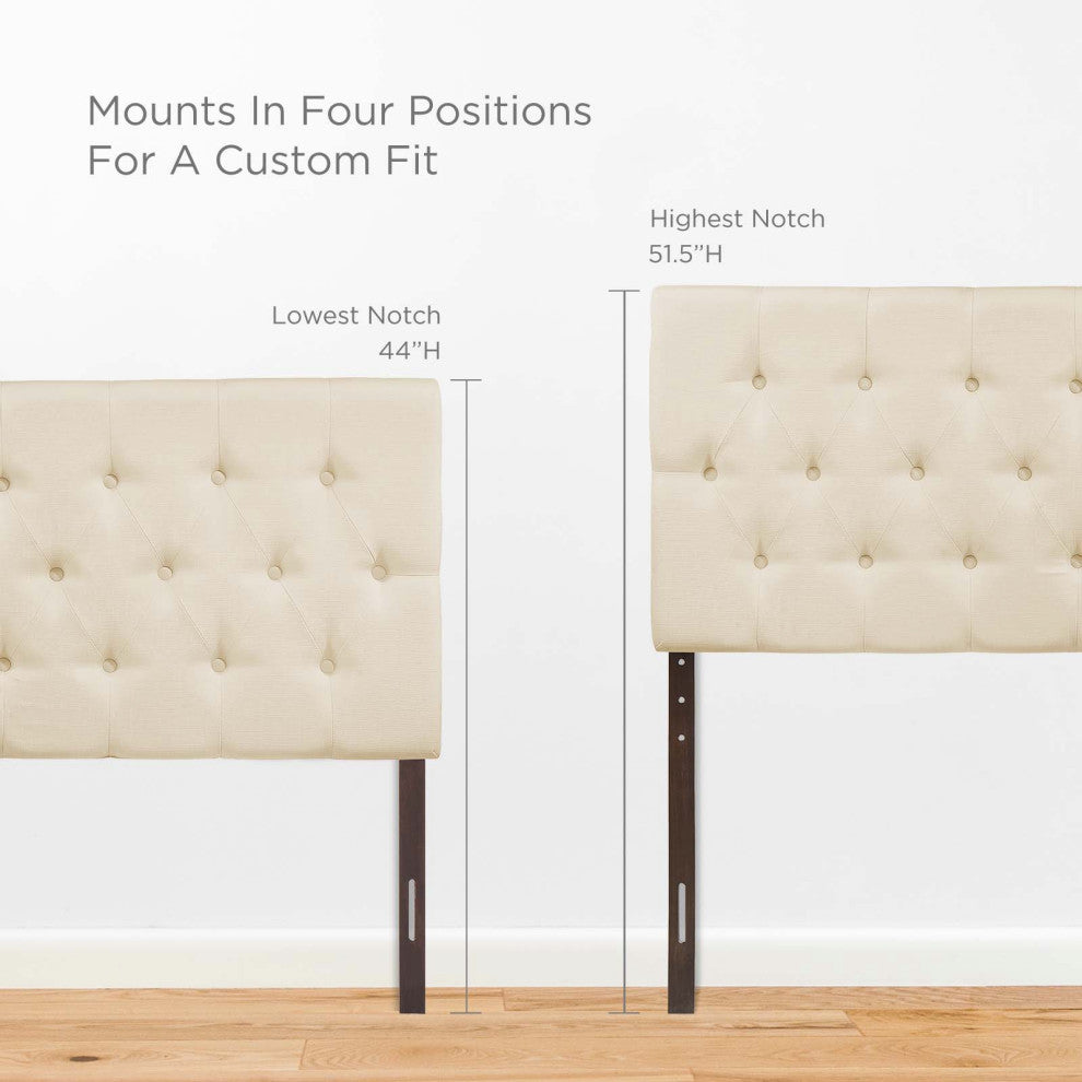 Headboard, King Size, Ivory White, Fabric, Modern, Bedroom Master Guest Suite