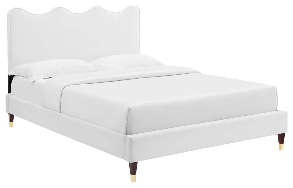 Current Performance Velvet Full Platform Bed, White