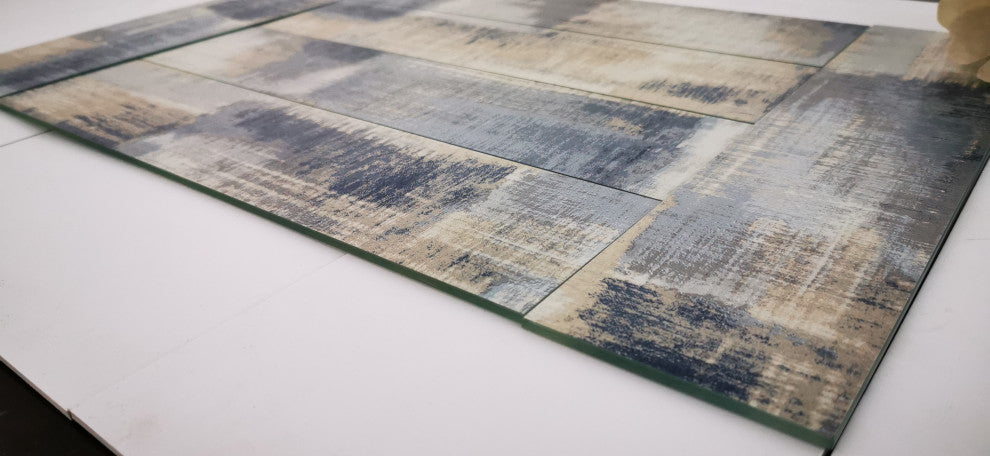 Nature 4 in x 16 in Glass Subway Tile in Cement Blue