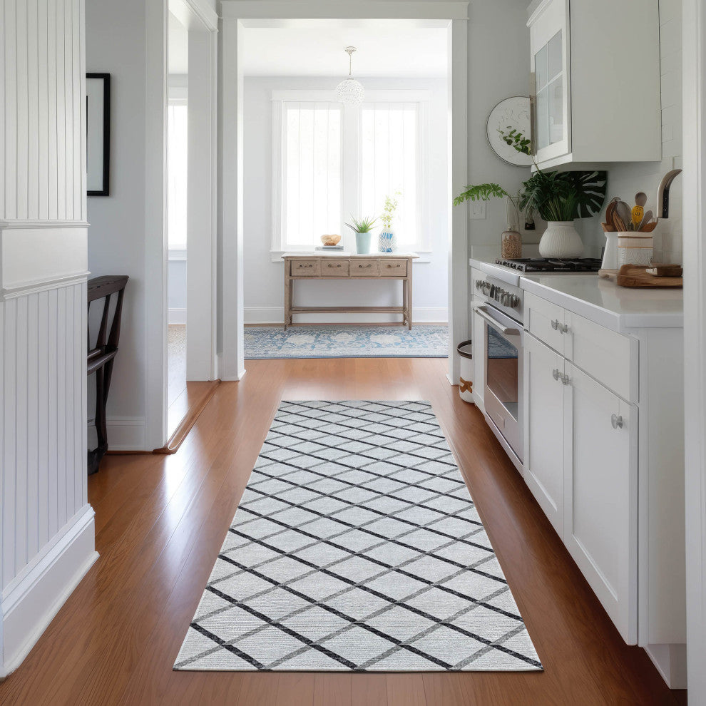 Indoor/Outdoor York YO1 Grey Machine Washable 2'3" x 7'6" Rug