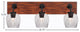 Oxbridge 3-Light Bath Bar, Matte Black & Painted Wood-look Metal/Smoke Bubble