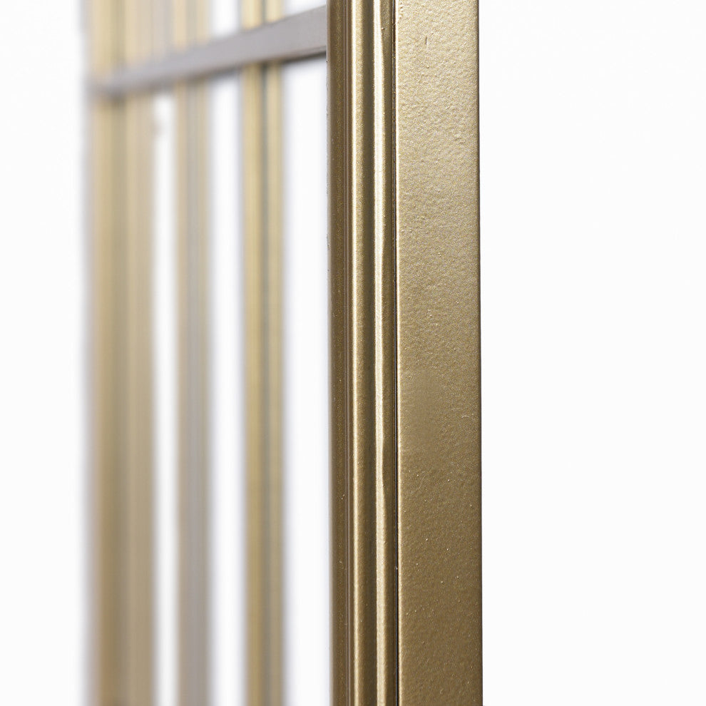 Iuka Farmhouse - Metal Window Pane Wall Mirror - Bright Gold Finish