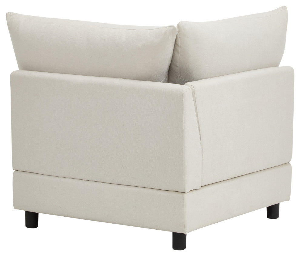 GDF Studio Upholstered Modular Sectional Sofa Set, White Sand, 4 Seater With Ottoman