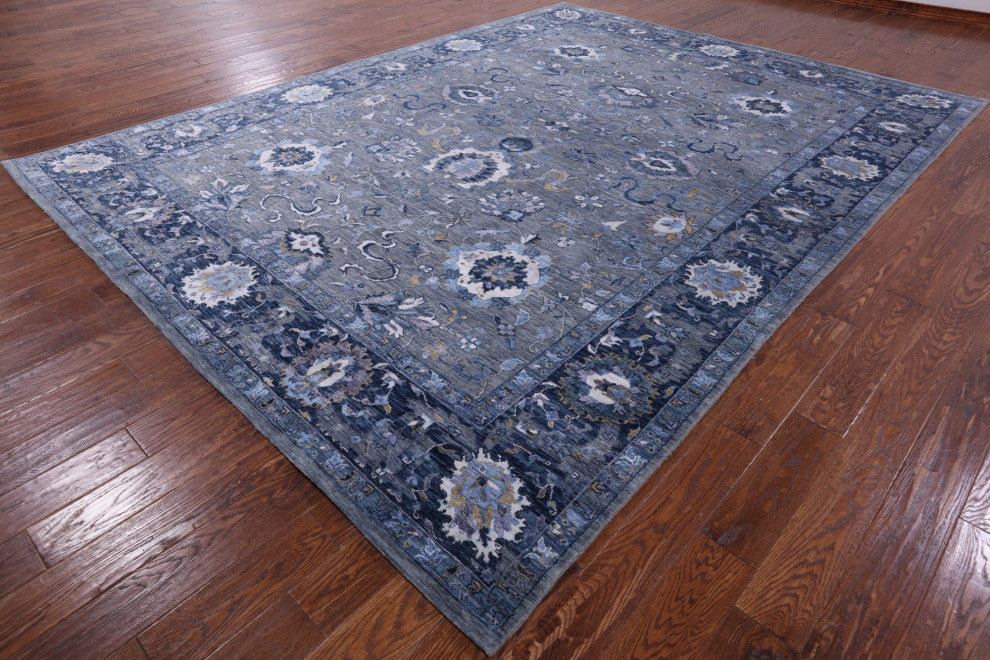 8' 11" X 11' 11" Hand Knotted Persian Wool and Silk Rug Q6956