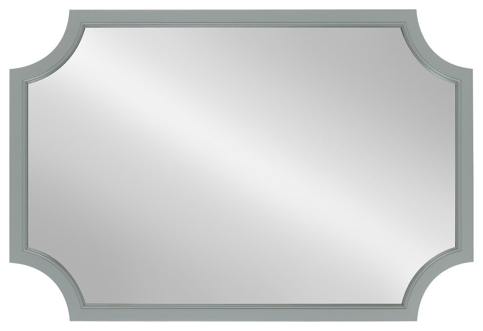 Kate and Laurel, Hogan Wood Framed Mirror With Scallop Corners, 24 x 36", Grey
