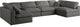 Plush Velvet / Down Standard Comfort 6-Piece U-Shaped Modular Sectional, Grey