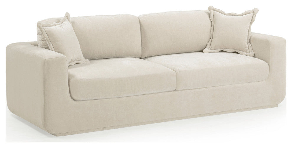 Miri Cream Upcycled Washed Velvet Sofa, Cream