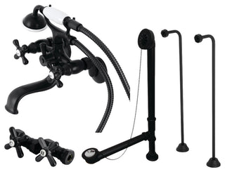 CCK225MB Wall Mount Clawfoot Tub Faucet Package With Supply Line, Matte Black