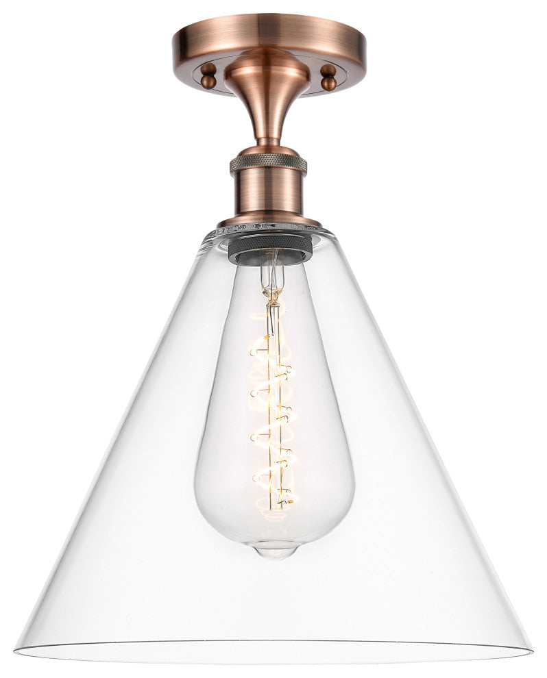 Innovations 516-1C-AC-GBC-122 1 Light Semi-Flush Mount, Antique Copper