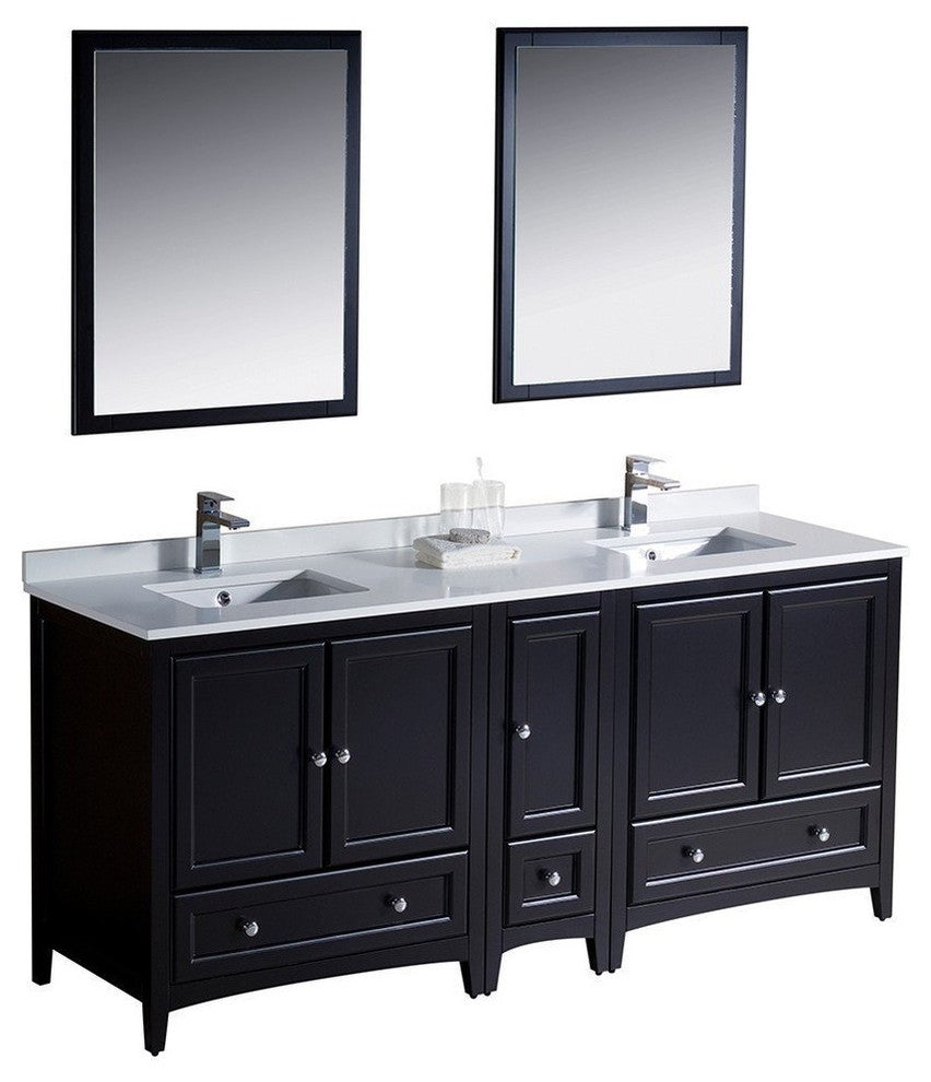 Oxford 72" Espresso Traditional Double Sink Vanity, FFT9151CH