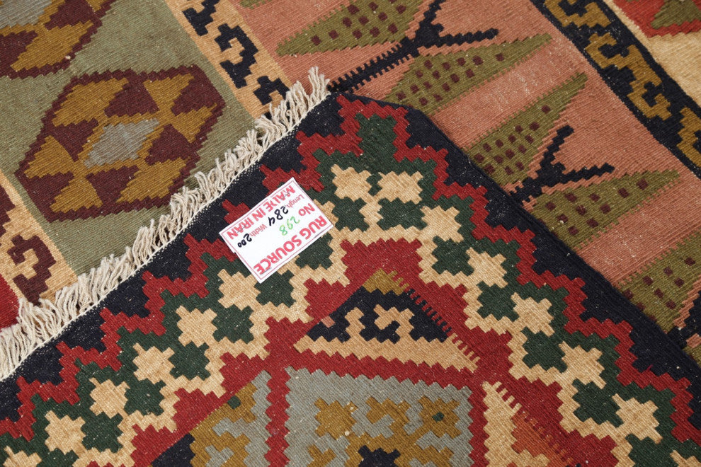 Kilim Oriental Traditional Carpet Hand-Woven Persian Wool Area Rug, 9'2"x6'6