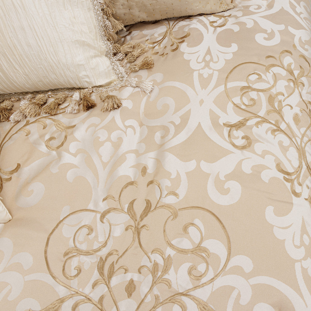 Aico Amini Luxembourg 13 Pc King Comforter Set in Creme