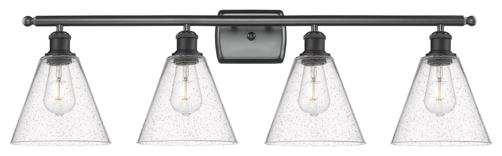 Innovations 516-4W-BK-GBC-84 4 Light Bath Vanity Light, Matte Black