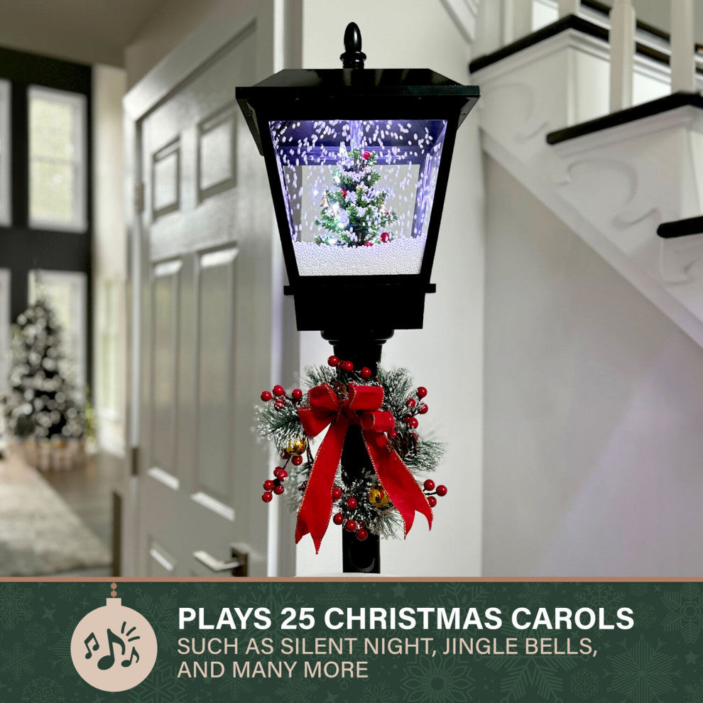 Let It Snow 71" Lamp, Black, Holiday Tree, 2 Signs, Snow, Holiday Music