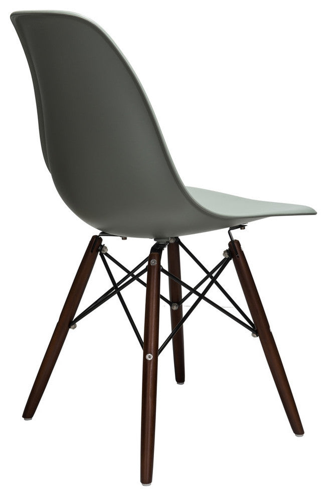 Nature Series DSW Molded Dining Chair, Dark Walnut Wood Eiffel Legs, Moss Gray