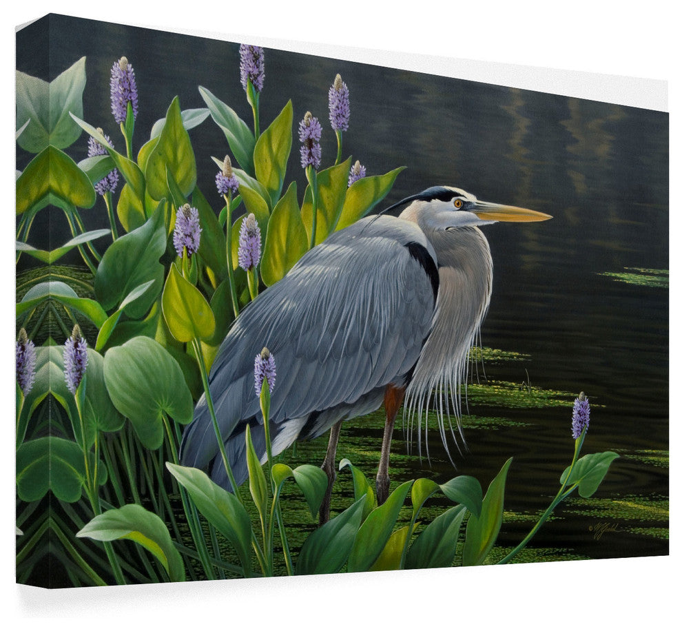 Wilhelm Goebel 'Biding Time Great Blue Heron' Canvas Art, 24"x16"