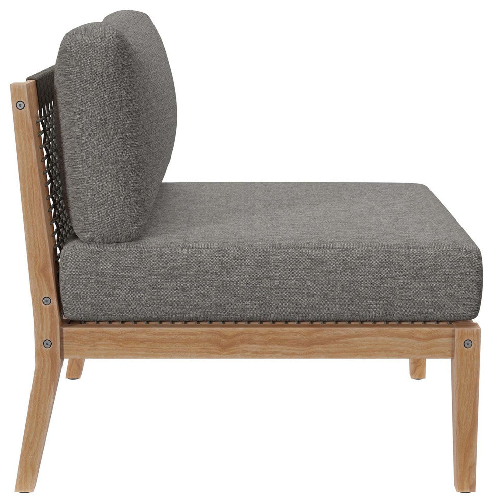 Clearwater Outdoor Patio Teak Wood Sofa, Gray Graphite