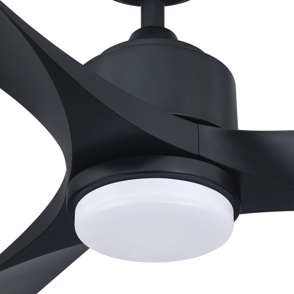 66 in Modern LED Ceiling Fan with 3 Blades and Remote Control, Black