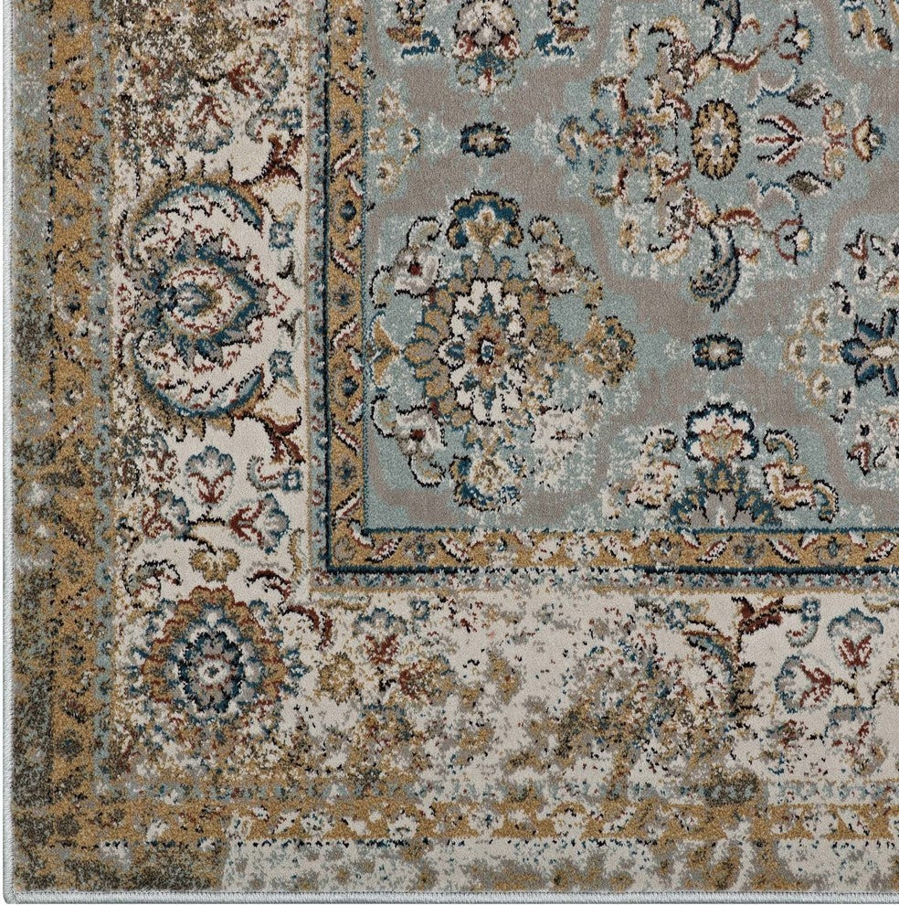 Hisa Distressed Vintage Floral Lattice 5x8 Area Rug