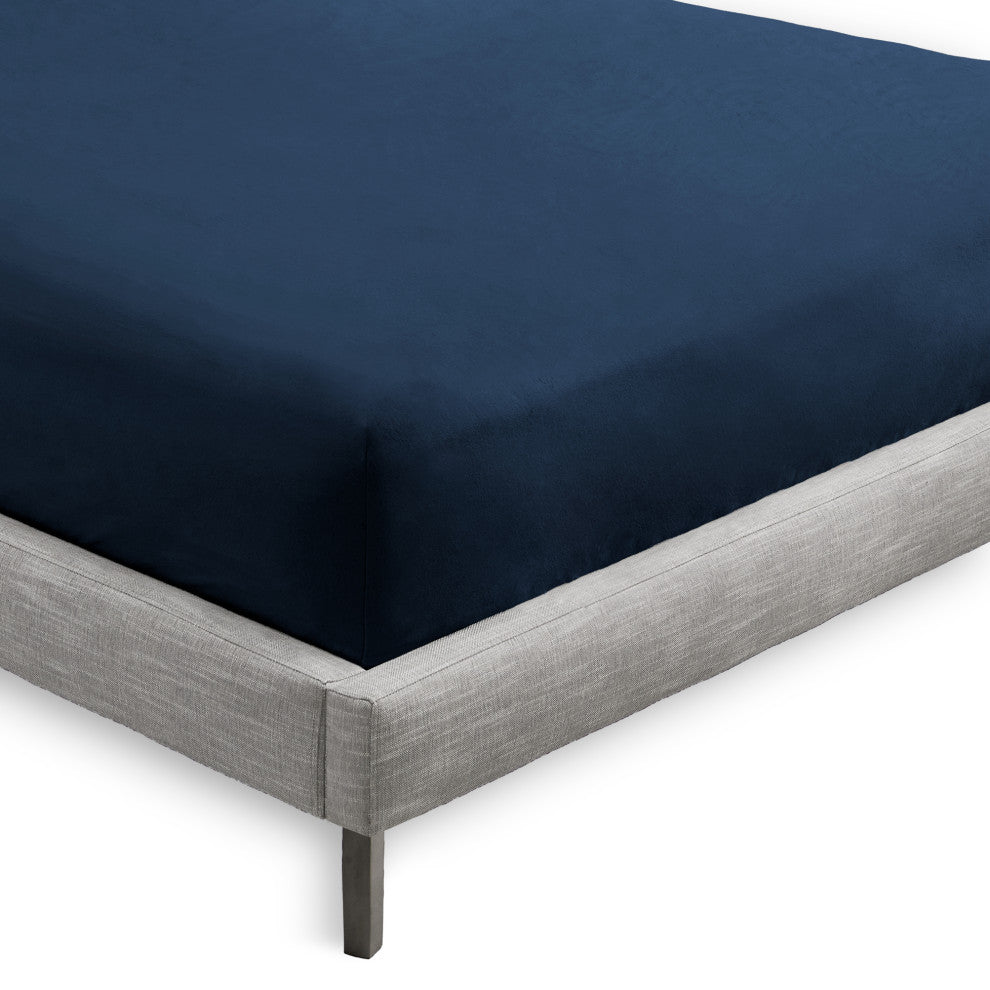 Bare Home Microfiber Fitted Sheets - Set of 2, Dark Blue, Queen