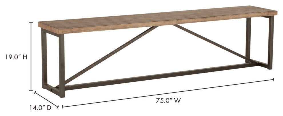 Rustic Sierra Bench - Brown