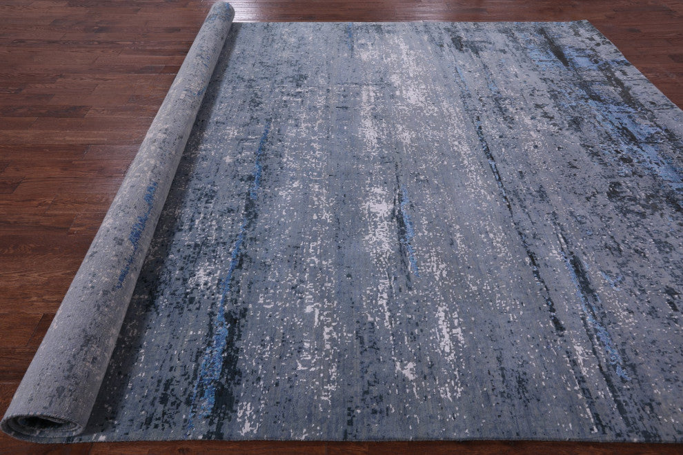 Wool and Silk Modern Hand Knotted Rug 10' 0" X 14' 2" Q7123