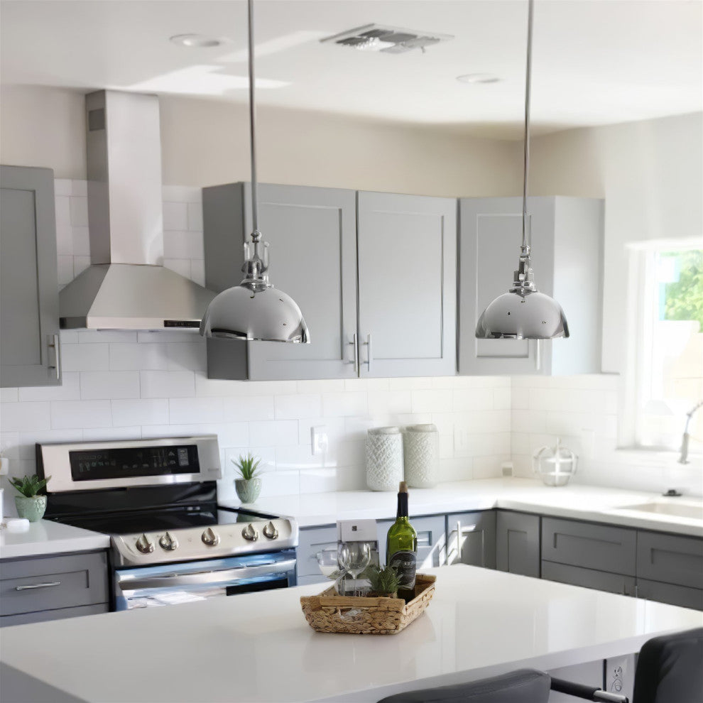 Kira Home Belle 9" Pendant Light, Adjustable Length + Shade Swivel Joint, Chrome
