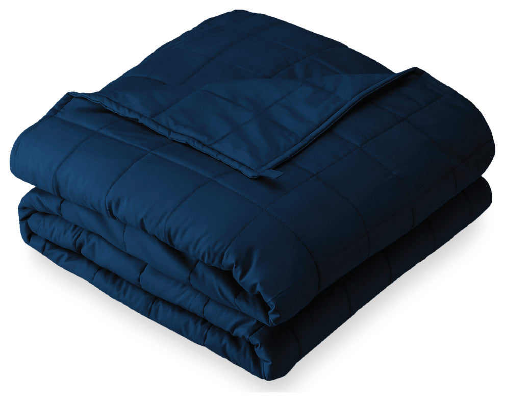 Bare Home Weighted Blanket, Cotton Dark Blue, 60"x80", 17lb