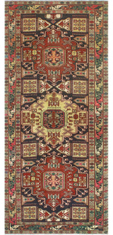 Fine Vintage Distressed Mazhar Navy/Beige Runner, 4'5x10'0