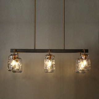 LNC 6-Light Black and Gold Modern Mason Jar Linear Large Kitchen Island Light