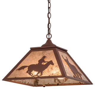 16Sq Cowboy & Steer Pendant