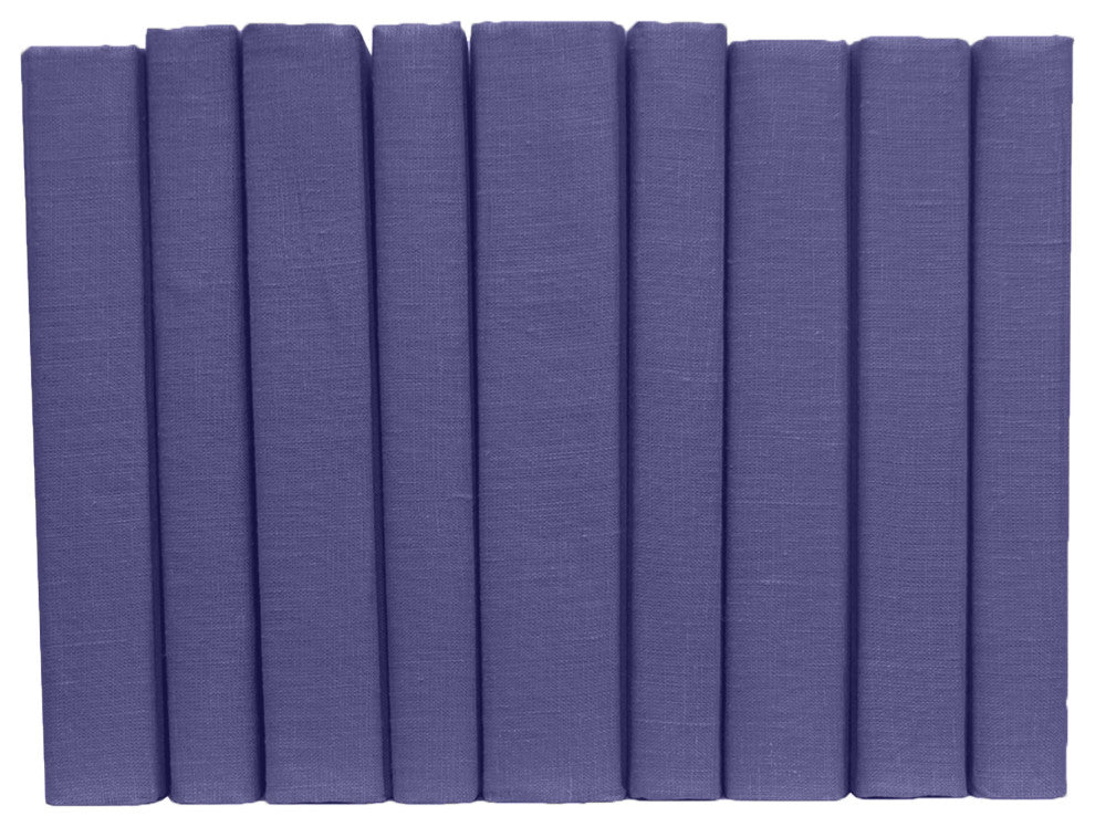 Decorative Books - Dark Very Peri Linen Wrapped Book Bundle - 1 foot of Purple Books