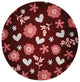 Flowery Love Valentines Chenille Rug, Red, 5' Round