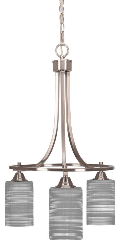 Paramount Downlight 3-Light Chandelier, Brushed Nickel, 4" Gray Matrix Glass