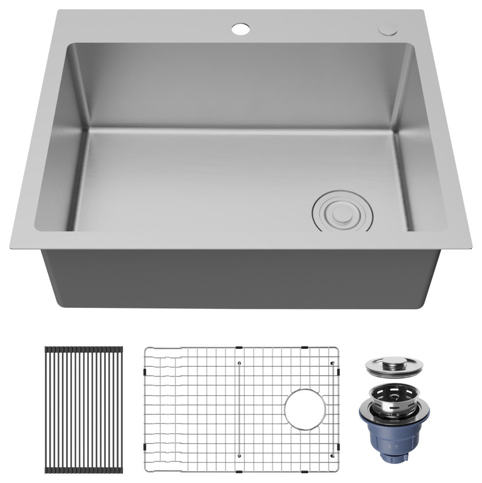Karran Fusion Top Mount 28-in x 22-in Stainless Steel Single Bowl Kitchen Sink