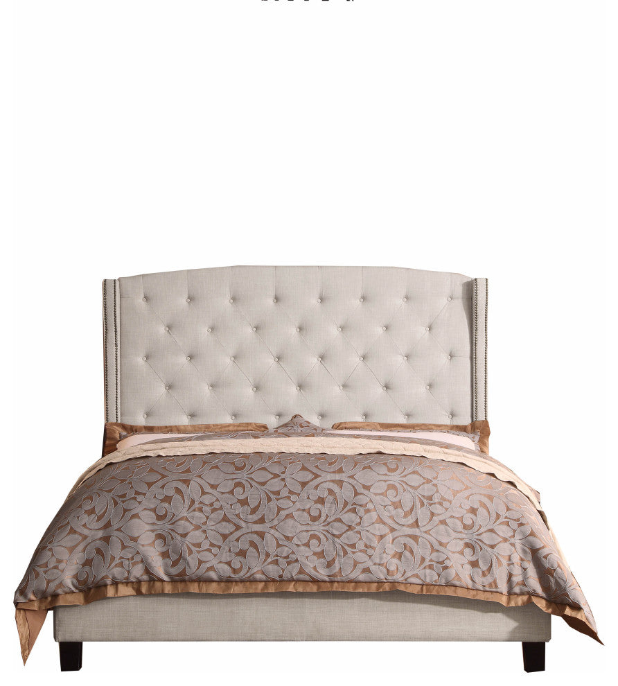 Noblesville Upholstered Panel Bed, Beige, Twin