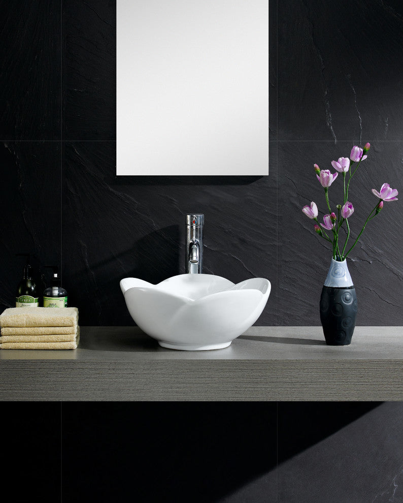Fine Fixtures White Vitreous China Round Flower Vessel Sink